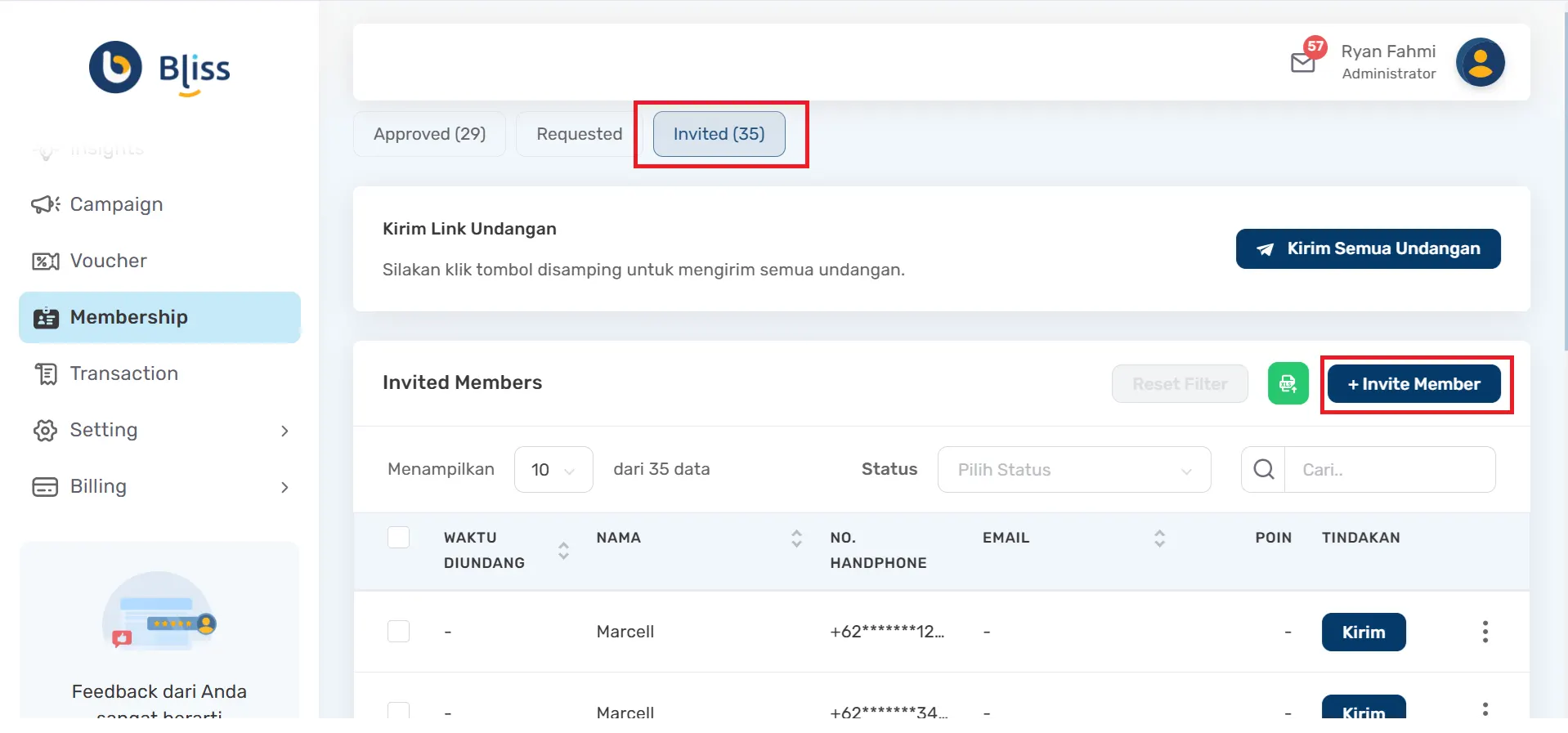 invite loyalty program